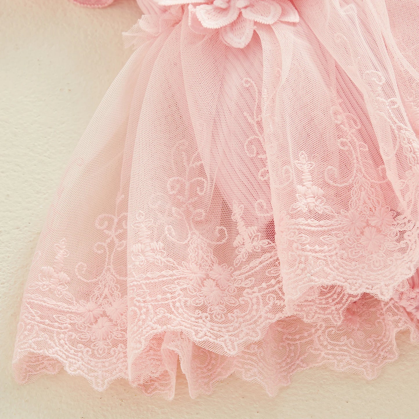 3D Flower Baby Girls Romper Lace Ruffle Bodysuit Dress