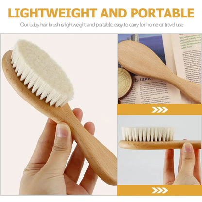 2PCS Baby Comb Set Wooden Brush