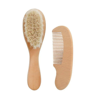 2PCS Baby Comb Set Wooden Brush