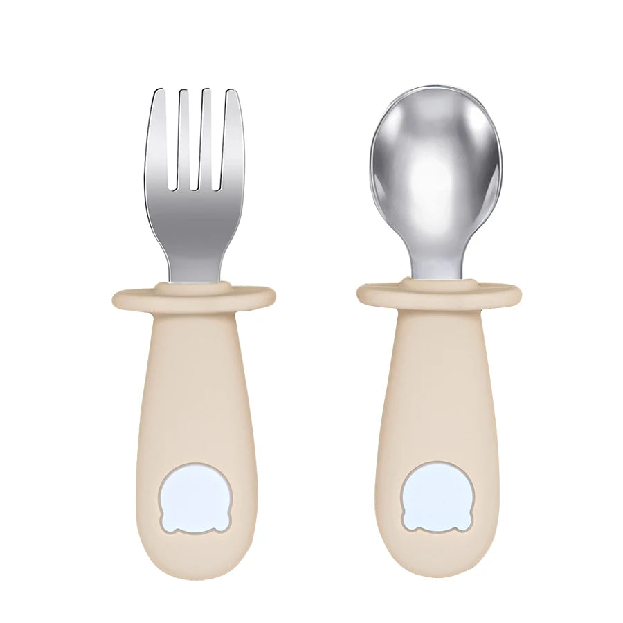 BPA-Free Silicone Baby Feeding Spoon Fork Set