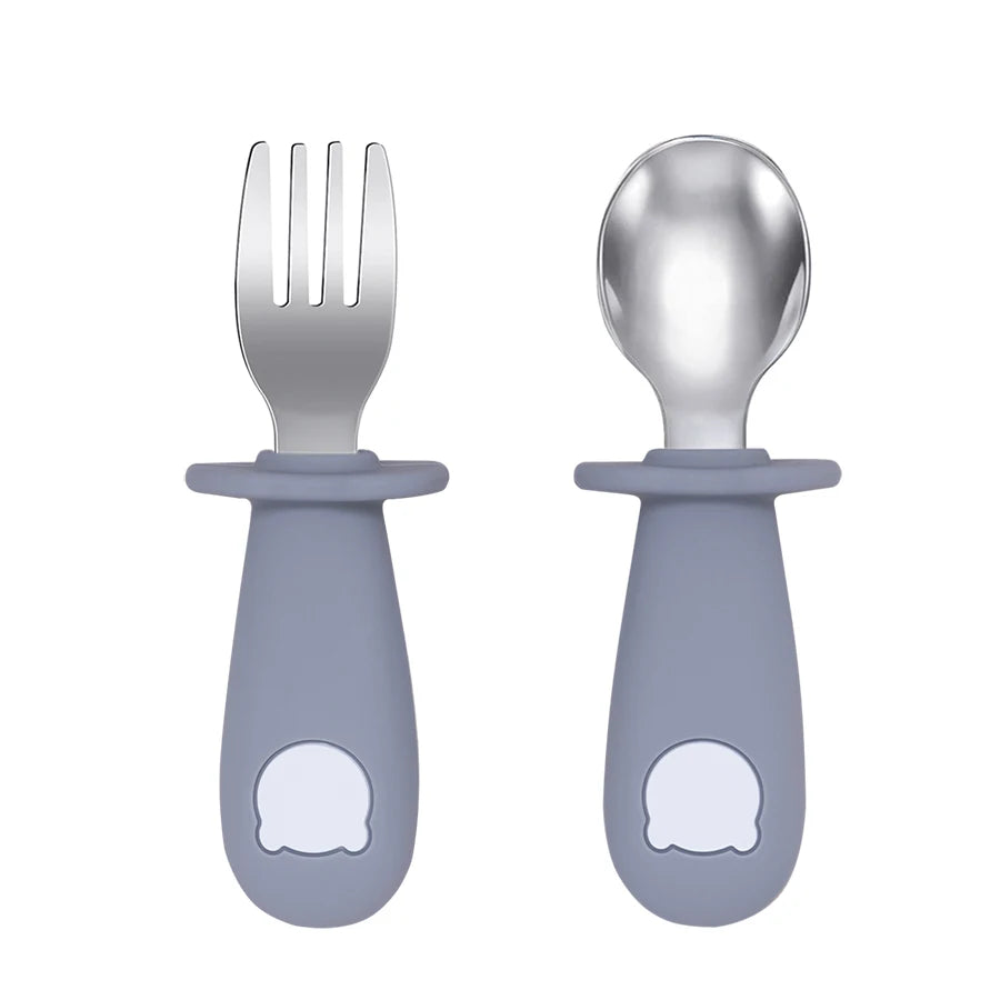 BPA-Free Silicone Baby Feeding Spoon Fork Set