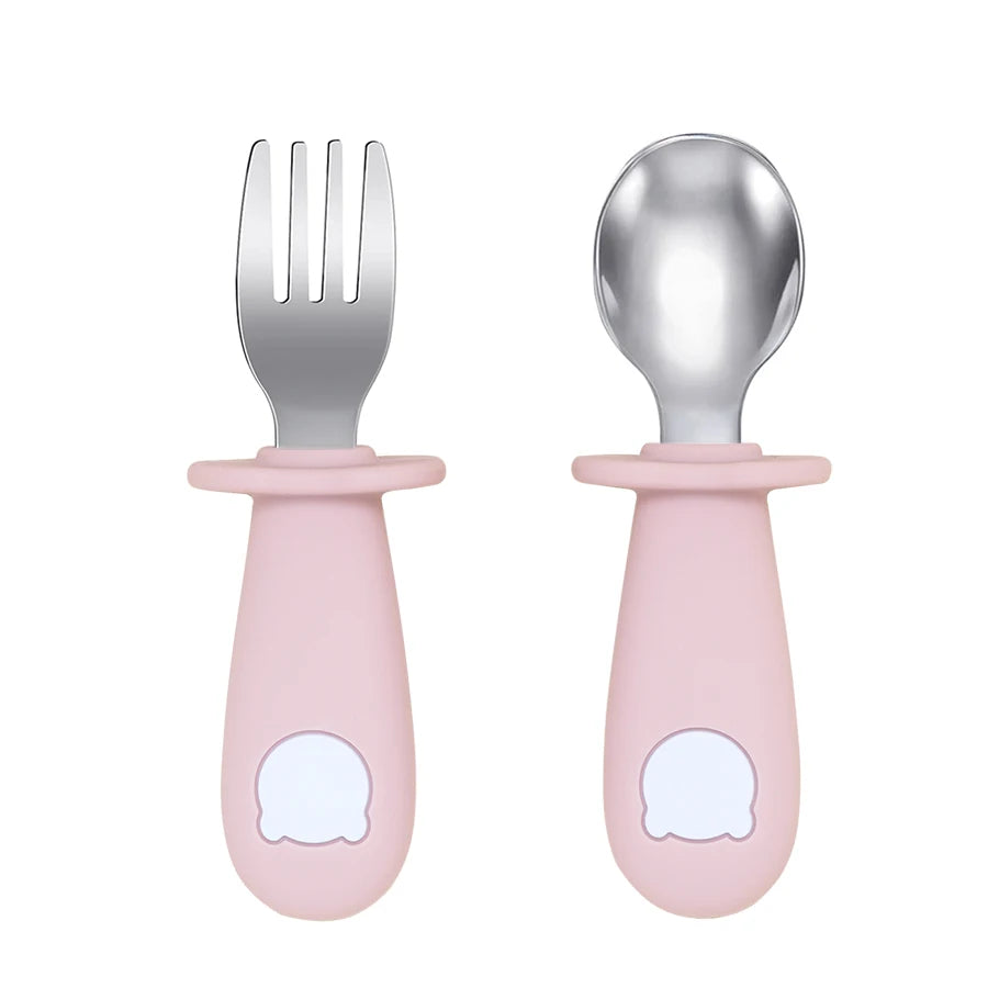 BPA-Free Silicone Baby Feeding Spoon Fork Set