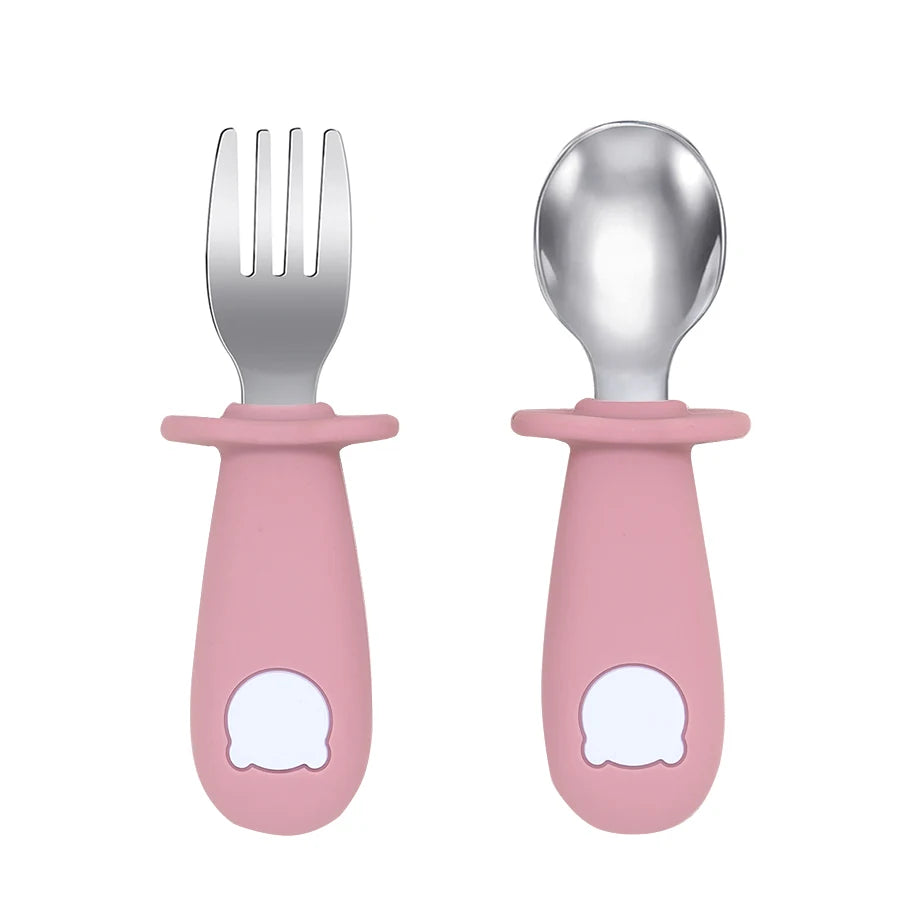 BPA-Free Silicone Baby Feeding Spoon Fork Set