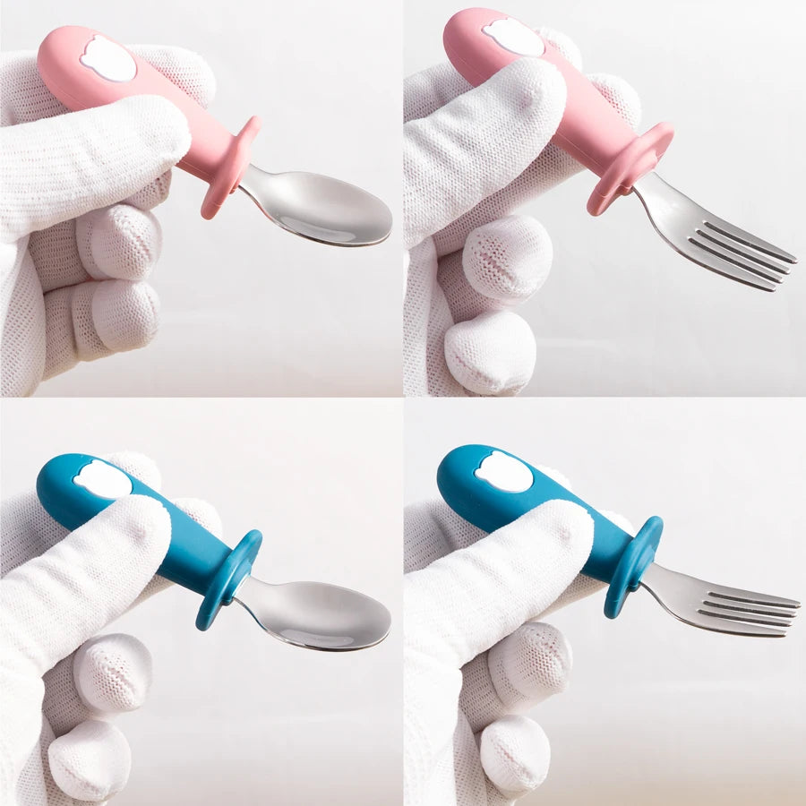 BPA-Free Silicone Baby Feeding Spoon Fork Set