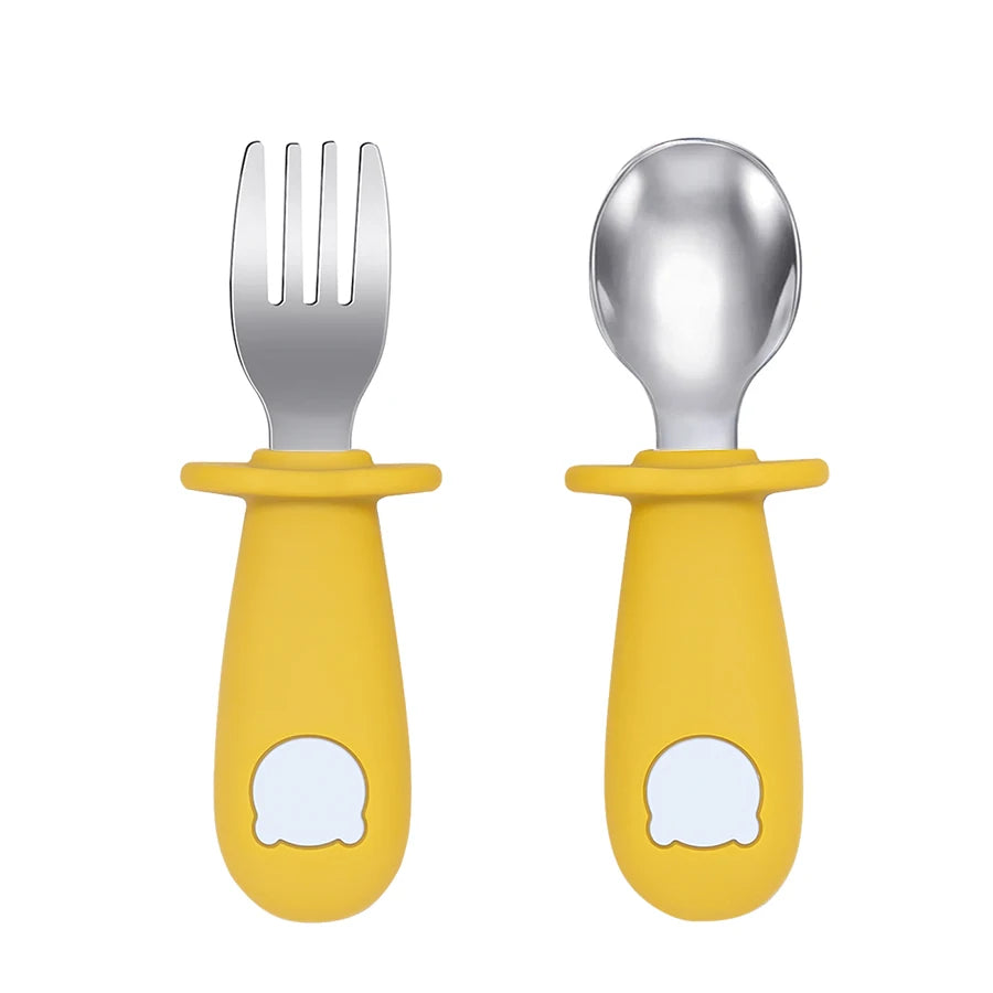 BPA-Free Silicone Baby Feeding Spoon Fork Set