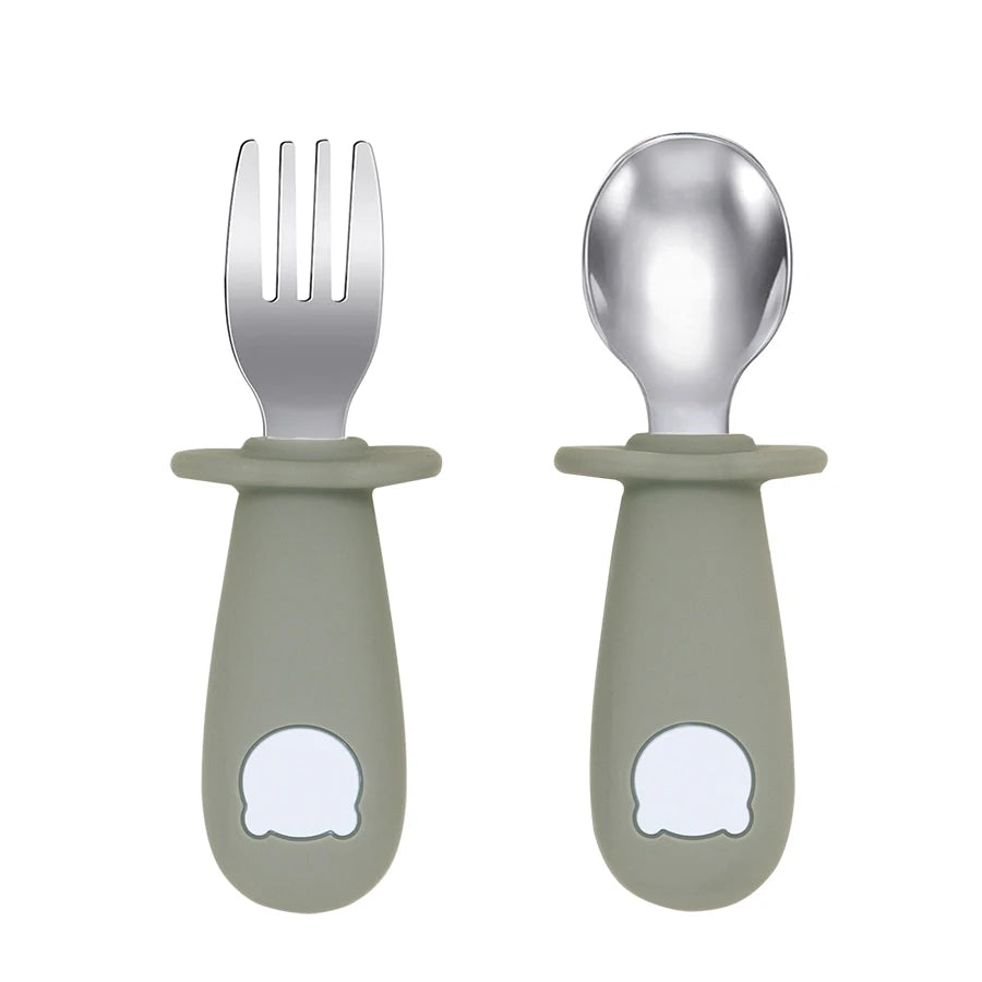 BPA-Free Silicone Baby Feeding Spoon Fork Set