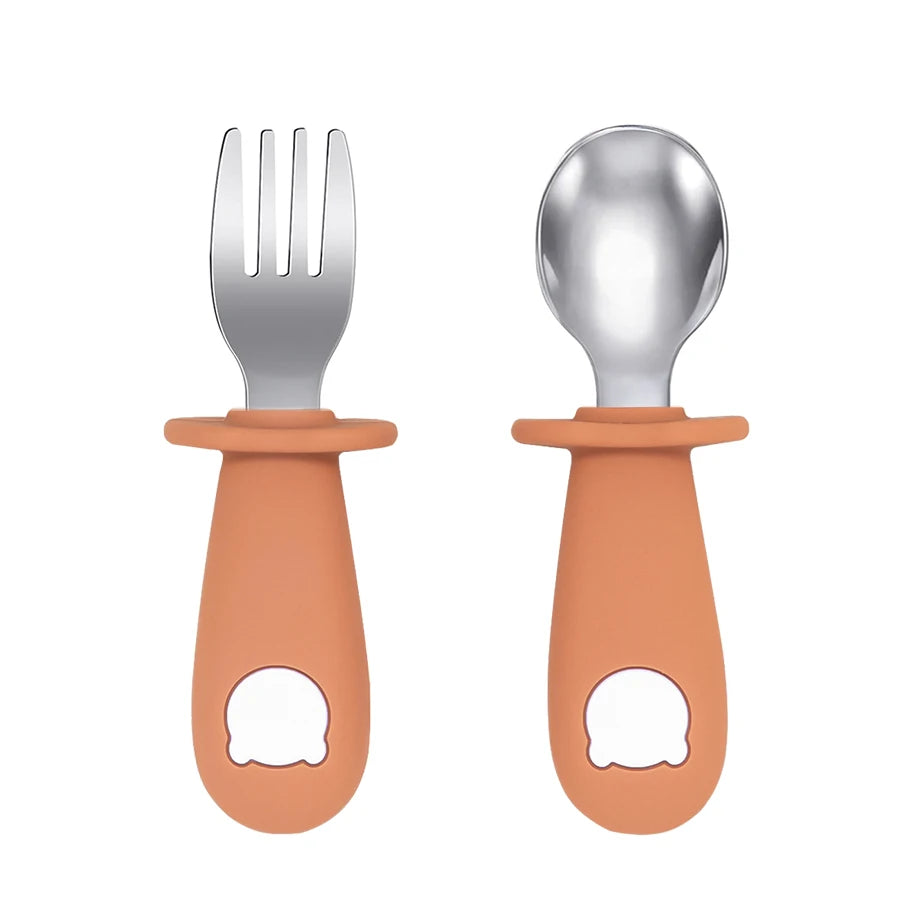 BPA-Free Silicone Baby Feeding Spoon Fork Set