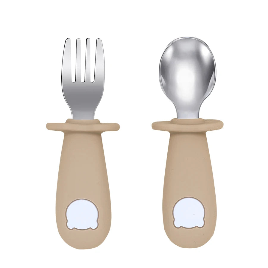 BPA-Free Silicone Baby Feeding Spoon Fork Set