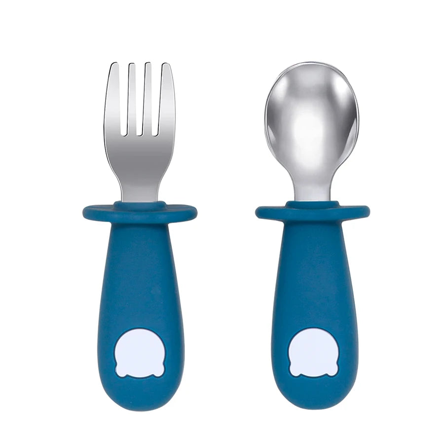 BPA-Free Silicone Baby Feeding Spoon Fork Set