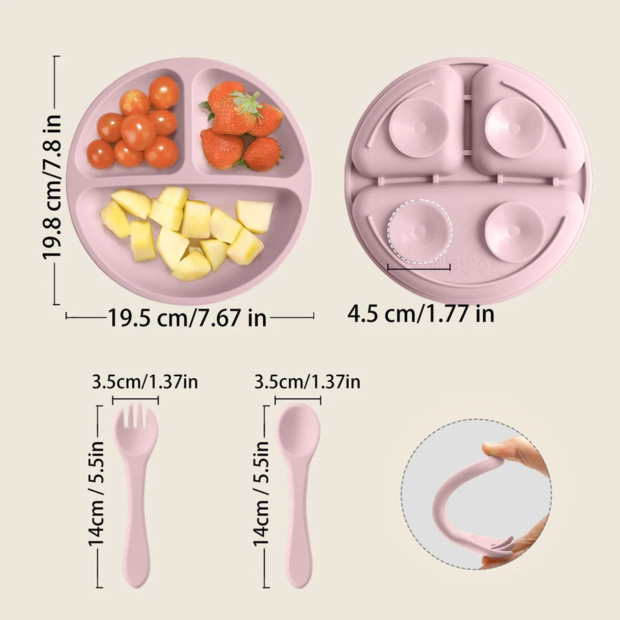 3PCS Silicone Baby Tableware Set